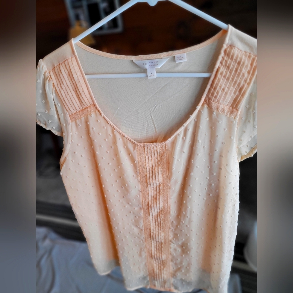 Peach colored Lauren Conrad blouse size L.  Color is a more like peach.